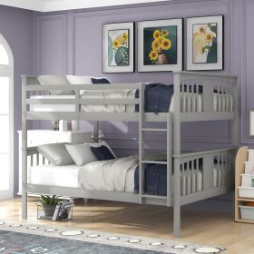 Full over Full Bunk Bed with Ladder for Bedroom, Guest Room Furniture-Gray(OLD SKU :LP000203AAE) - as Pic