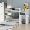 Full over Full Bunk Bed with Twin Size Trundle, White (old sku: LT000026AAK ) - as Pic