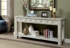 Sofa Table Antique White Rustic Solid wood Storage Table Open Shelf Bottom Living Room 1pc Side Table. - as Pic