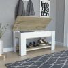 Karmen 1-Shelf Lid Top Storage Table Light Oak and White - as Pic