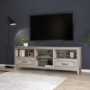 70.08 Inch Length TV Stand for Living Room and Bedroom, with 2 Drawers and 4 High-Capacity Storage Compartment, Grey Walnut - as Pic