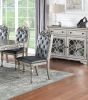 Majestic Formal Set of 2 Side Chairs Grey / Silver Finish Rubberwood Dining Room Furniture Intricate Design Cushion Upholstered Seat Tufted Back - as