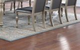 Majestic Formal Set of 2 Side Chairs Grey / Silver Finish Rubberwood Dining Room Furniture Intricate Design Cushion Upholstered Seat Tufted Back - as