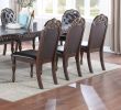 Majestic Formal Set of 2 Side Chairs Brown Finish Rubberwood Dining Room Furniture Intricate Design Cushion Upholstered Seat Tufted Back - as Pic