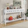 TREXM Rustic Entryway Console Table, 60" Long Sofa Table with two Different Size Drawers and Bottom Shelf for Storage (Antique White) - as Pic