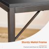Modern Simple Style Home Office Writing Desk with 2-Tier Drawers Storage,Black Wood,47IN - as Pic