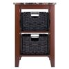 Zoey Side Table Faux Marble Top with 2 Baskets - 76320