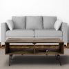 Betsy 42 Inch Reclaimed Wood Rectangle Farmhouse Coffee Table With Storage, Iron Legs, Natural Brown - as Pic
