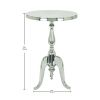 Traditional Style Aluminum Accent Table With Pedestal Base, Silver - as Pic