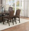 Classic Design Brown / Rustic Espresso Finish Faux Leather Set of 2 Side Chairs Dining Room Furniture Rubber wood Foam Cushion - as Pic