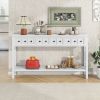 TREXM Rustic Entryway Console Table, 60" Long Sofa Table with two Different Size Drawers and Bottom Shelf for Storage (Antique White) - as Pic