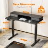 Sweetcrispy Home Office Height Adjustable Electric Standing Desk with Storage Shelf Double Drawer - as Pic
