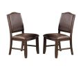 Classic Design Brown / Rustic Espresso Finish Faux Leather Set of 2 Side Chairs Dining Room Furniture Rubber wood Foam Cushion - as Pic