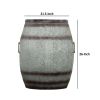 Drum Shape Metal Wine Storage Table with Removable Lid, Rustic Brown and Gray - as Pic