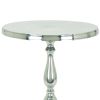 Traditional Style Aluminum Accent Table With Pedestal Base, Silver - as Pic