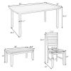Dining Room Table and Chairs with Bench, Rustic Wood Dining Set, Set of 6 (Gray) - Gray
