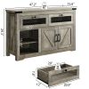 Modern wooden kitchen buffet, built-in with adjustable laminate and LED lights, 2 drawers and a barn door, suitable for kitchen or dining room.