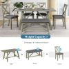 6 Piece Dining Table Set Wood Dining Table and chair Kitchen Table Set with Table;  Bench and 4 Chairs;  Rustic Style; White+Gray - Gray