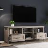 70.08 Inch Length TV Stand for Living Room and Bedroom, with 2 Drawers and 4 High-Capacity Storage Compartment, Grey Walnut - as Pic