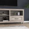 70.08 Inch Length TV Stand for Living Room and Bedroom, with 2 Drawers and 4 High-Capacity Storage Compartment, Grey Walnut - as Pic