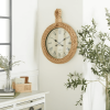 DecMode 19" Beige Jute Wall Clock with Rope Accents - DecMode
