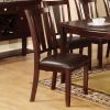 Set of 2 Side Chairs Dark Espresso Finish Solid wood Kitchen Dining Room Furniture Padded Leatherette Seat Unique back - as Pic