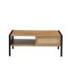40.16" Rattan Coffee table, sliding door for storage, metal legs, Modern table for living room , natural - natural