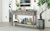 TREXM Classic Retro Style Console Table with Three Top Drawers and Open Style Bottom Shelf, Easy Assembly (Gray Wash) - as Pic