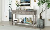 TREXM Classic Retro Style Console Table with Three Top Drawers and Open Style Bottom Shelf, Easy Assembly (Gray Wash) - as Pic