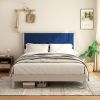 Queen Bed Frame, Wood with Wood Headboard Bed Frame with upholstered headboard / Wood Foundation with Wood Slat Support / No Box Spring Needed / Easy
