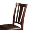 Set of 2 Side Chairs Dark Espresso Finish Solid wood Kitchen Dining Room Furniture Padded Leatherette Seat Unique back - as Pic