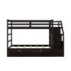 Twin-Over-Twin Bunk Bed with Twin Size Trundle and 3 Storage Stairs,Espresso (OLD SKU :LP000064AAP) - as pic