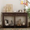 TREXM Rustic Brushed Texture Entryway Table Console Table with Drawer and Bottom Shelf for Living Room (Espresso) - as Pic