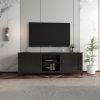 WESOME TV Stand Storage Media Console Entertainment Center with 2 Doors, Multiple Colors - Black Walnut