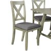 6 Piece Dining Table Set Wood Dining Table and chair Kitchen Table Set with Table;  Bench and 4 Chairs;  Rustic Style; White+Gray - Gray