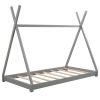 Twin Size House Platform Bed with Triangle Structure,Gray - as pic