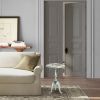 Traditional Style Aluminum Accent Table With Pedestal Base, Silver - as Pic