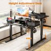 Sweetcrispy Home Office Height Adjustable Electric Standing Desk with Storage Shelf Double Drawer - as Pic