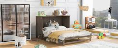Queen Size Murphy Bed with Built-In Charging Station, Antique Grey - as Pic