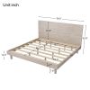 Modern Concise Style Solid Wood Grain Platform Bed Frame, King, Stone Gray - as Pic