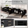 U-Can Modern TV Stand with 5 Champagne legs - Durable, stylish, spacious, versatile storage TVS up to 77" (Black) - as Pic
