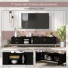 U-Can Modern TV Stand with 5 Champagne legs - Durable, stylish, spacious, versatile storage TVS up to 77" (Black) - as Pic
