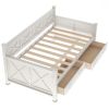 Twin Size Wooden Modern and Rustic Casual Style Daybed, Cream White - as Pic