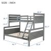 Twin over Full Bunk Bed with ladder, Safety Guardrail, Perfect for Bedroom, Gray - as Pic
