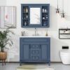36'' Bathroom Vanity with Top Sink, Royal Blue Mirror Cabinet, Modern Bathroom Storage Cabinet with 2 Soft Closing Doors and 2 Drawers, Single Sink Ba