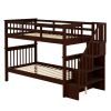 Stairway Twin-Over-Twin Bunk Bed with Storage and Guard Rail for Bedroom, Dorm - Espresso