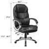 High Back Executive Chair PU Leather Business Manager's Office Chair Adjustable Ergonomic Swivel Desk Chair with Lumbar Support and Armrest, Black - B