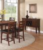 Set of 2 Chairs Dining Room Furniture Antique walnut Wood Finish Cushioned Solid wood Counter Height Chairs Faux Leather Cushion - as Pic