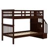 Stairway Twin-Over-Twin Bunk Bed with Storage and Guard Rail for Bedroom, Dorm - Espresso