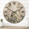 Designart 'Border With Peonies and Cranes In Chinoiserie Style' Traditional Wood Wall Clock - Designart